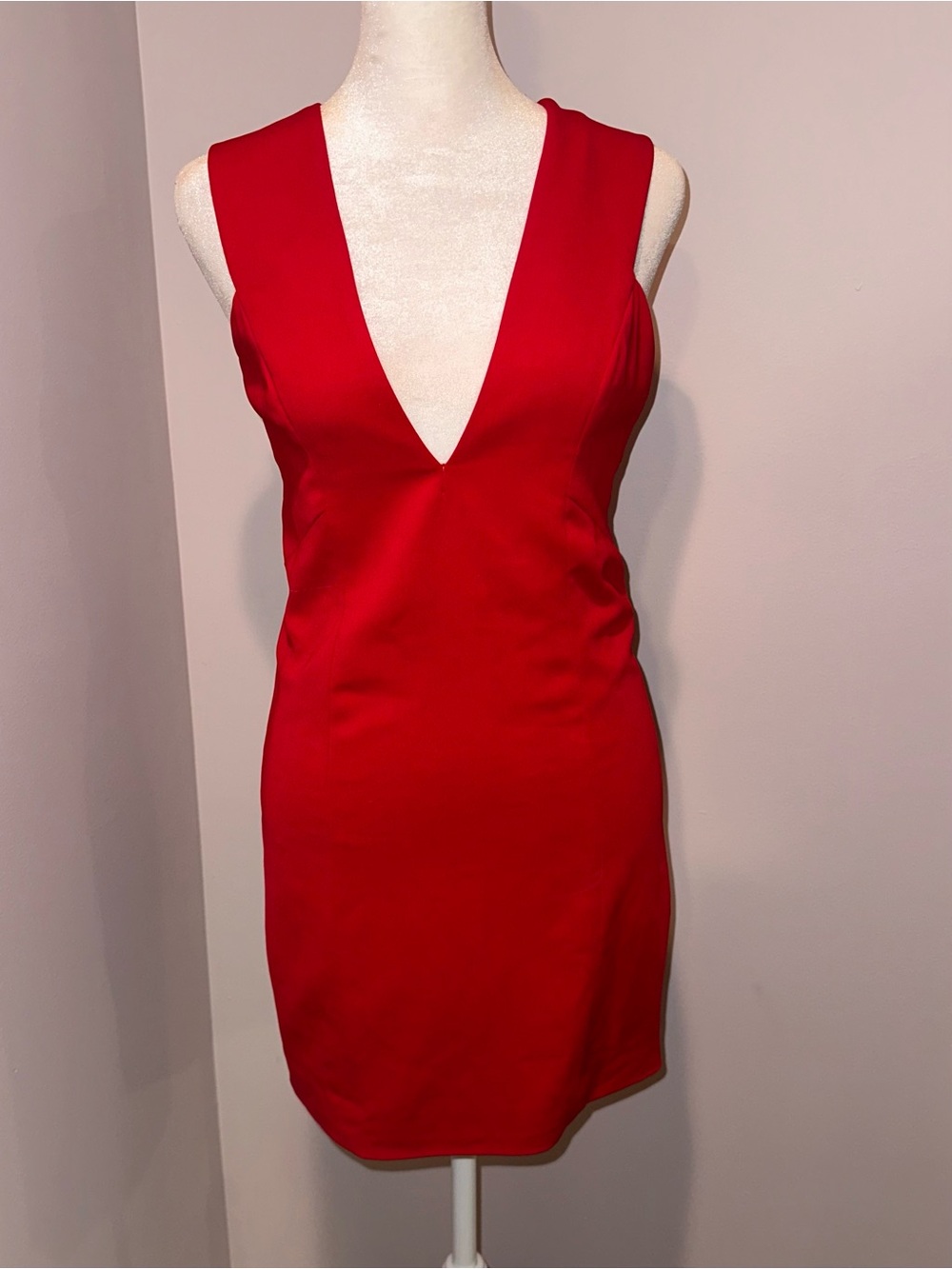 JAYGODFREY Red Deep V Mini Dress